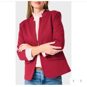 Gibson Knotch Collar Blazer - Cranberry